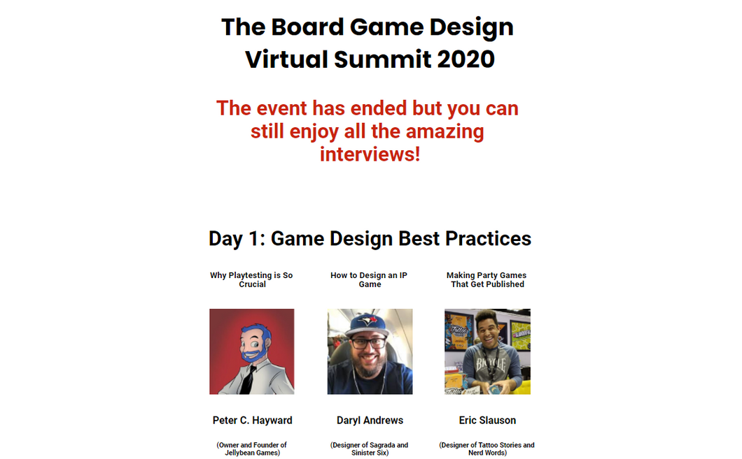 Board Game Design Virtual Summit All-Access Pass 2020